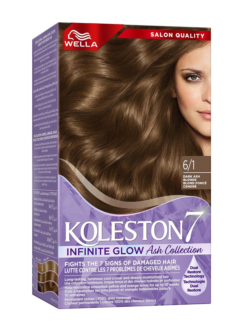 WELLA Koleston Supreme Hair Color 6/1 Dark Ash Blonde - Image 1
