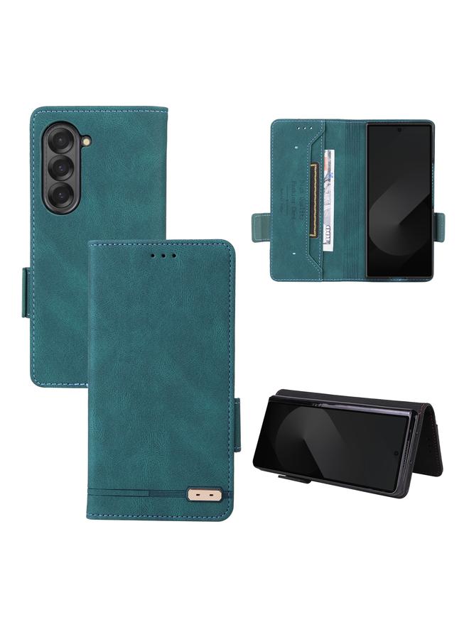 Green Tiger For Samsung Galaxy Z Fold6 Magnetic Clasp Leather Phone Case(Green)