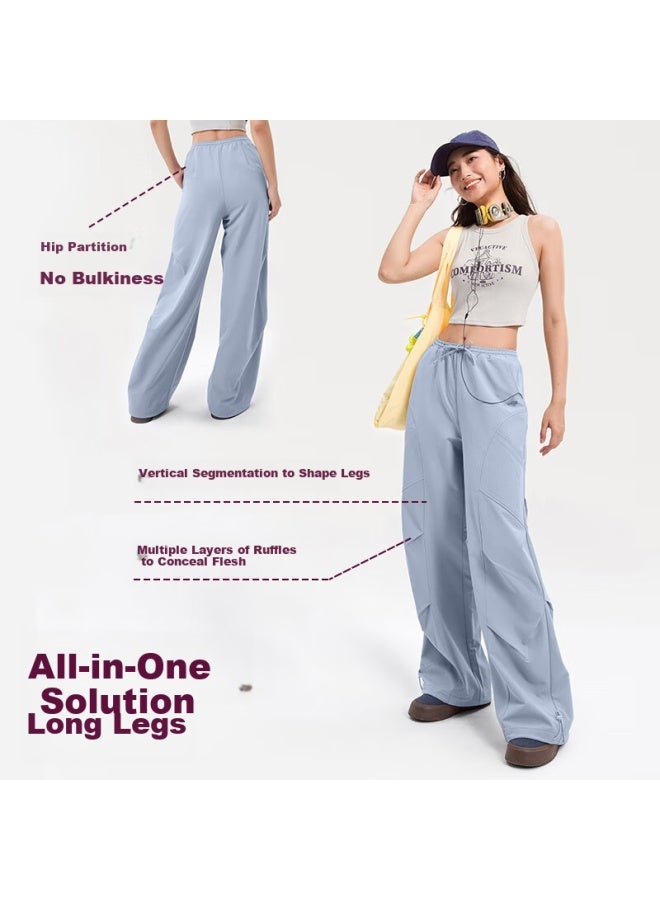 Vfu Women's Workwear Quick-dry Sports Pants New Straight Slim Wrinkle-resistant Outdoor Hiking Autumn Qinghui Blue L
