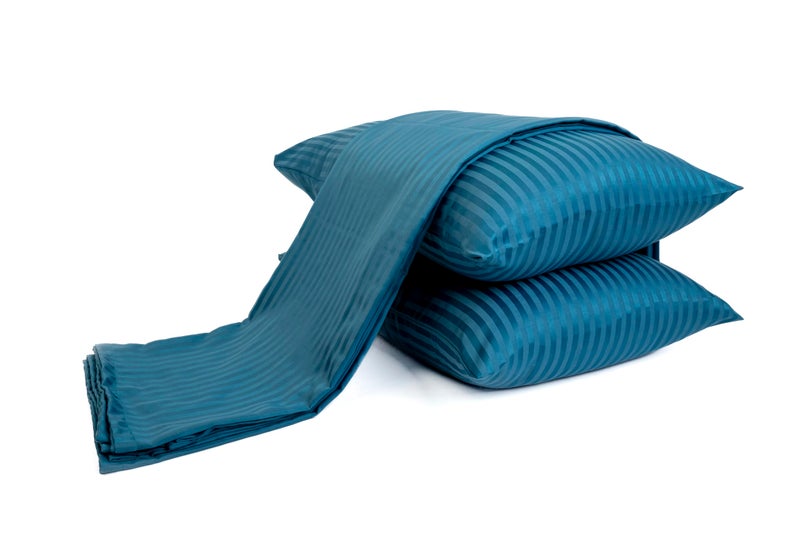 Striped Flat Sheet Set - Fine Quality Hotels and Home Décor - 1 Flat Sheet 180cm * 240cm + 2 Pillow Cases 50cm * 70cm - Matresses Up to 30cm - Brushed Cotton - Pertoly