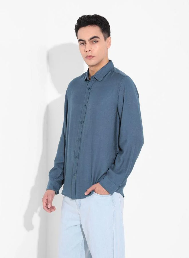 The Indian Garage Co Men Regular Fit Solid Round Neck Full Sleeves Shirt