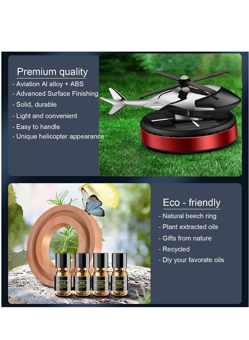 JAJEEK Solar Powered Rotating Helicopter Car Air Purifier by Aloe – Eco-Friendly Air Freshener for Home & Car, Stylish Interior Decor Accessory (Red) - Image 3