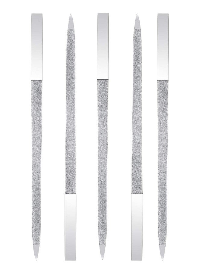LOOKSEVEN 5 PCS Diamond Nail File Double Sided Metal Fingernail Manicure Files for Polish Nail, Removes Nail Ridges 7 Inches - Image 1