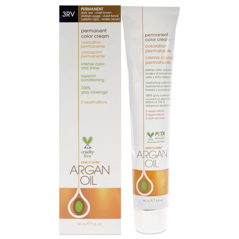 One N Only One N' Only Permanent Hair Color - Permanent Hair Dye Made with Argan Oil - Delivers Rich, Accurate Tones with Gray Coverage - Improves Moisture & Elasticity - 3RV Dark Red Violet Brown (3 oz) - Image 1