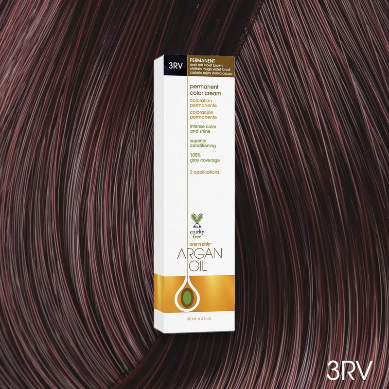One N Only One N' Only Permanent Hair Color - Permanent Hair Dye Made with Argan Oil - Delivers Rich, Accurate Tones with Gray Coverage - Improves Moisture & Elasticity - 3RV Dark Red Violet Brown (3 oz) - Image 2