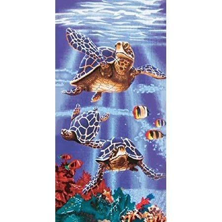 Island Gear Purple Views Under The Water Sea Turtles Beach Towel, 30 x 60 Inches, Sea Turtles - Image 1