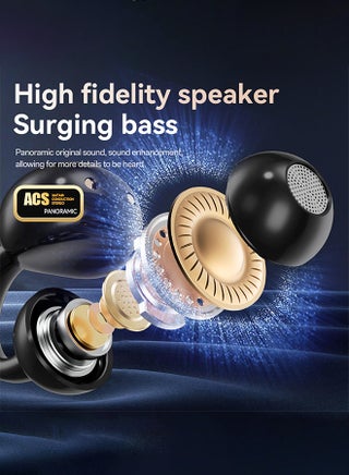 Clip on Earbuds Open Ear Wireless Bluetooth 6.0 Headphones with Mic,60H Play,Noise Cancelling,Waterproof,Sports Ear Buds,Comfortable for Small Ears & Glasses Wearers,Workouts (Black), open ear earbuds, clip earbuds, earphones wireless, bluetooth headphones - view 3