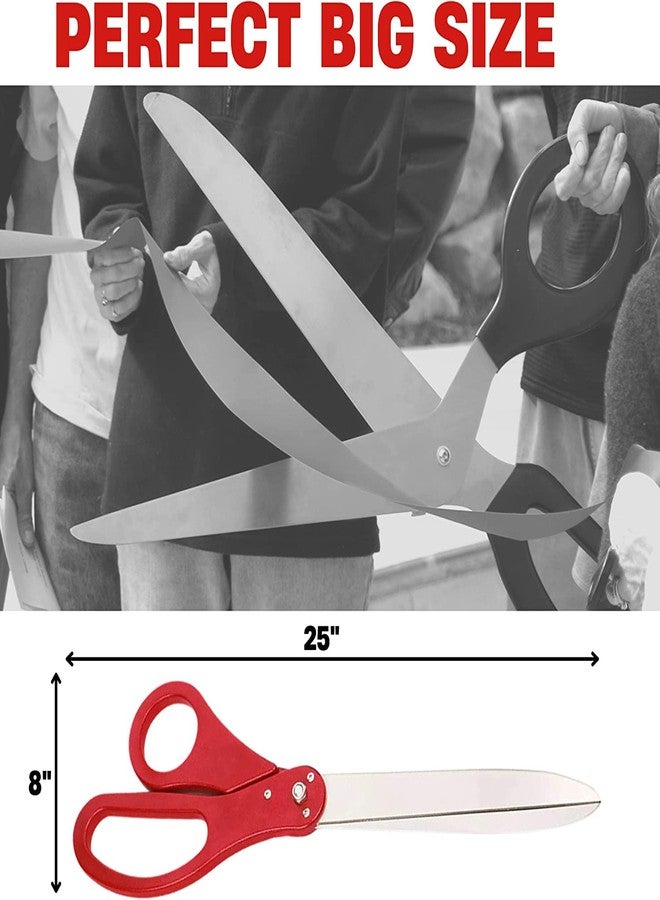 BOGAZNET Red Ribbon Cutting Ceremony Kit – 25" Giant Scissors for Special Events Large Scissors Ceremonial with Red Ribbon Grand Opening Shears for Inaugurations Theater Performances - Image 2