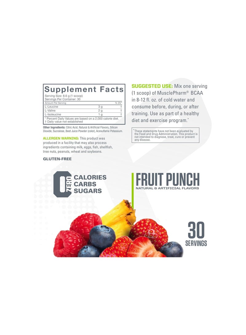 MusclePharm BCAA Optimized Branched-Chain Amino Acids, Fruit Punch Flavour, 30 Servings - Image 2