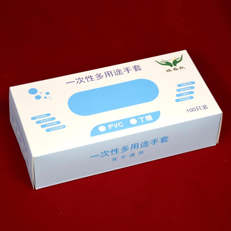 Disposable PVC gloves transparent thick 100 boxed spot wholesale household protection cleaning catering kitchen housework Chinese packing box Chinese packing box