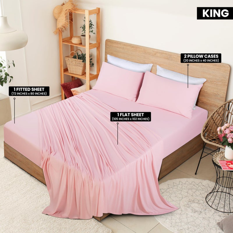 Utopia Bedding Utopia Bedding King Sheet Set - Jersey Knit Sheets 4 Piece King Jersey Sheet Set - Cotton Jersey Sheets - Soft T-Shirt Stretchy Sheets (King  Pink)  - Image 2