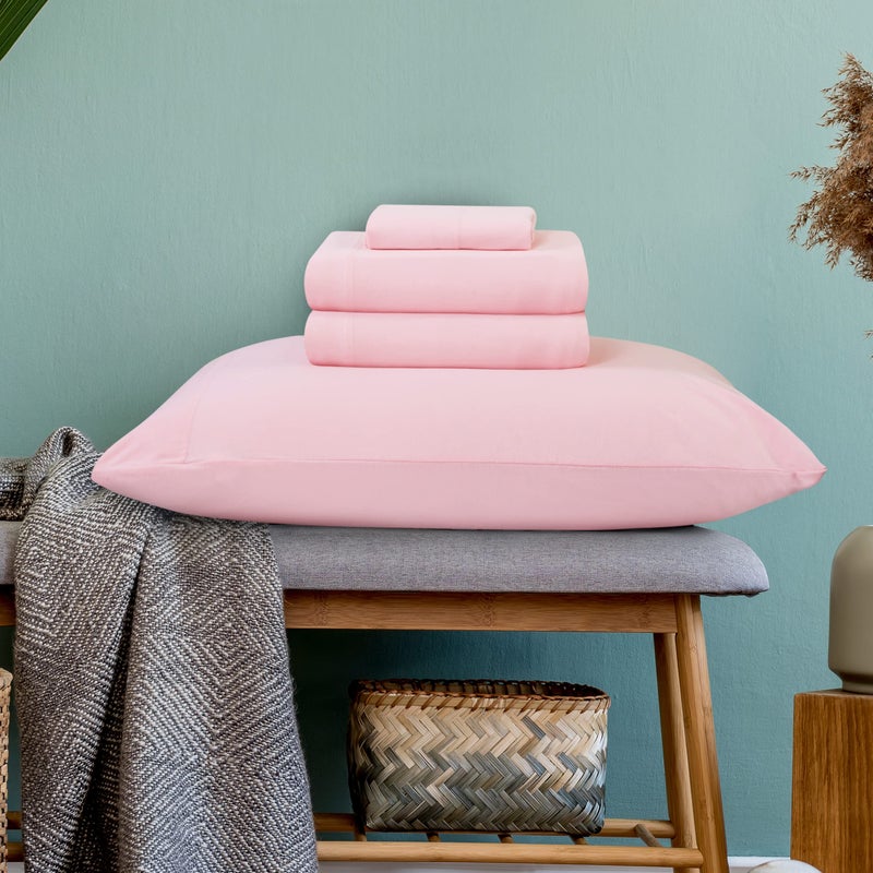 Utopia Bedding Utopia Bedding King Sheet Set - Jersey Knit Sheets 4 Piece King Jersey Sheet Set - Cotton Jersey Sheets - Soft T-Shirt Stretchy Sheets (King  Pink)  - Image 3