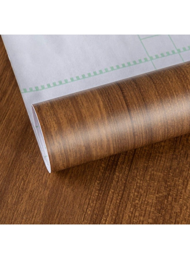 TOTIO Wood Grain Contact Paper Brown Thick Texture Wood Wallpaper Peel Stick Walnut Wood Look Wall Paper Removable Adhesive Waterproof Wall Covering Decoration Kitchen Cabinets Vinyl Film 24X197 - Image 1