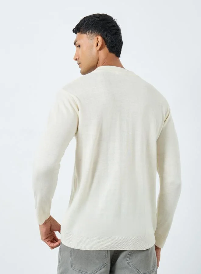 Styli Off White Regular Fit Sweater