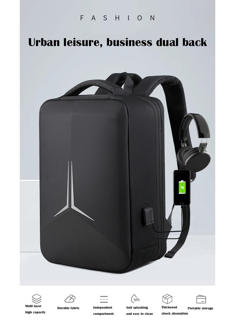 Captaintech Laptop Backpack, Waterproof Business Travel Computer Bag, Gaming Laptop Bag with USB Charging Port (Black) - Image 2