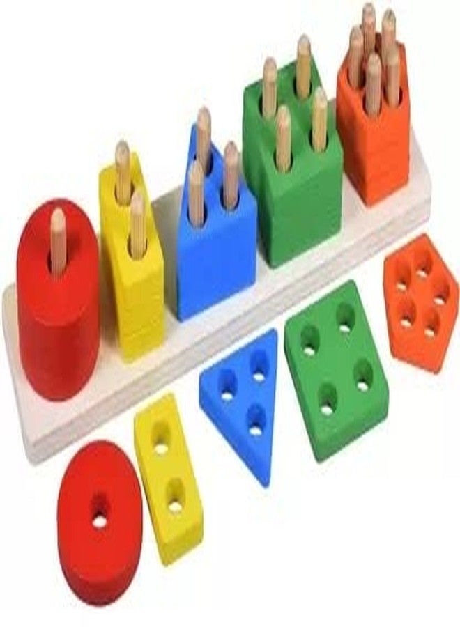 Crazy Buy Wooden Shape Color Recognition Stack and Sort Geometric Board Blocks for Kids - Image 3