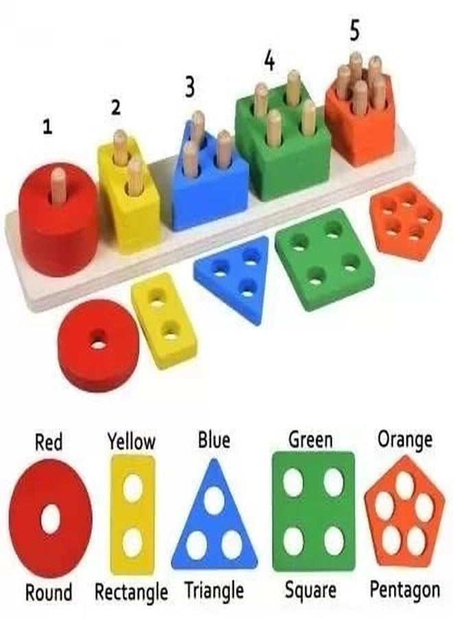Crazy Buy Wooden Shape Color Recognition Stack and Sort Geometric Board Blocks for Kids - Image 2