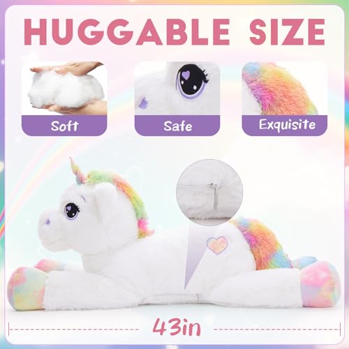 Tezituor 43in Giant Unicorn Plush ToysBig White Unicorn Stuffed AnimalsLovely Birthday Decorations for ChildrenGreat Unicorns Gifts for Girls on Christmas or Childreds Day - Image 5