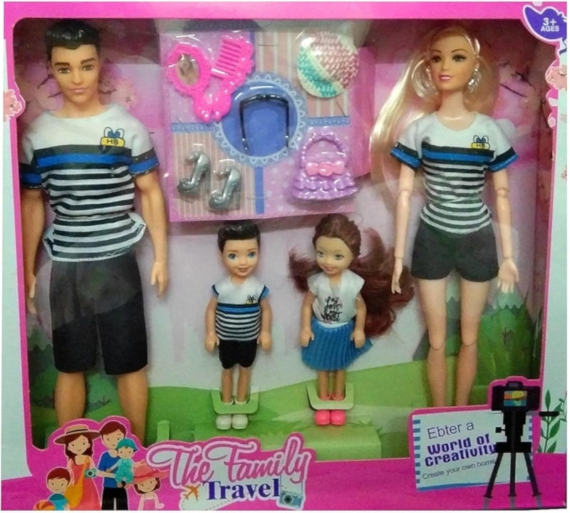 تي سي مجموعة دمى عائلة تايني تروفز تتضمن دمى للأم والأب والابنة والابن مع إكسسوارات للبنات والأولاد.