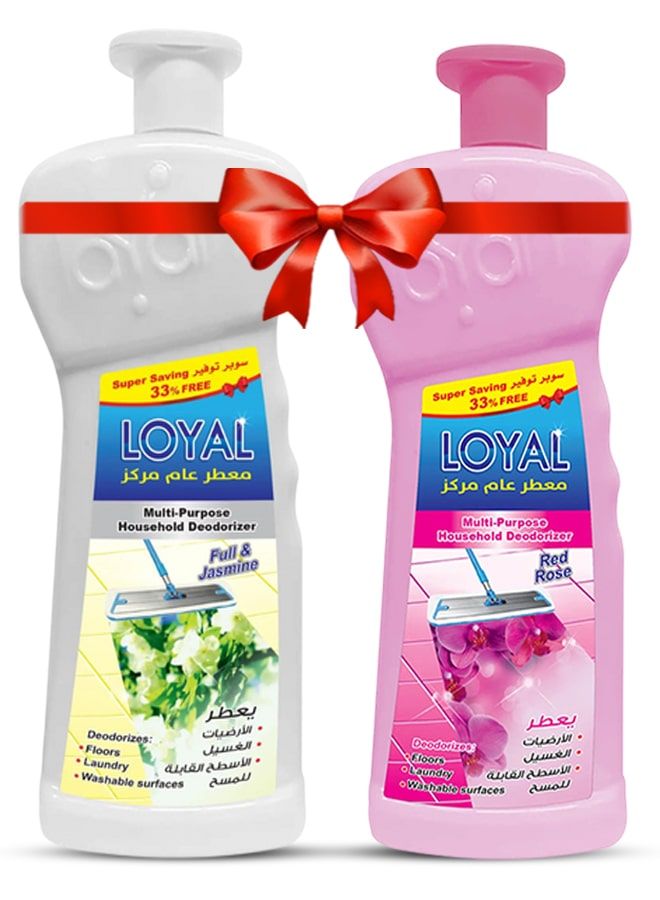 لويال عطر منزلي متعدد الاستخدامات، عبوتان سعة 2100 مل، برائحة الورد الأحمر الكامل والياسمين