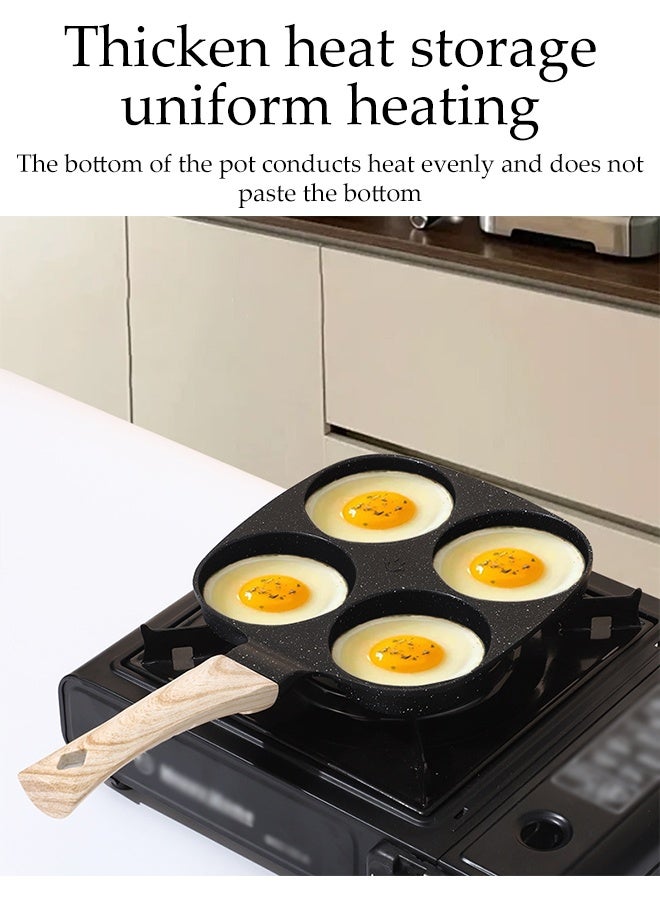 DUNISO مقلاة بيض بسعة 4 أكواب مع مقبض باكليت، مقلاة أومليت غير لاصقة، مقلاة إفطار متعددة الاستخدامات للبيض، الفطائر، بليت والكريب، طباخ مناسب لأدوات المطبخ للاستخدام الداخلي والخارجي أثناء التخييم (أسود) - Image 3