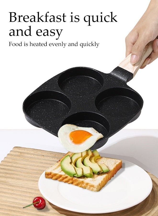 DUNISO مقلاة بيض بسعة 4 أكواب مع مقبض باكليت، مقلاة أومليت غير لاصقة، مقلاة إفطار متعددة الاستخدامات للبيض، الفطائر، بليت والكريب، طباخ مناسب لأدوات المطبخ للاستخدام الداخلي والخارجي أثناء التخييم (أسود) - Image 4