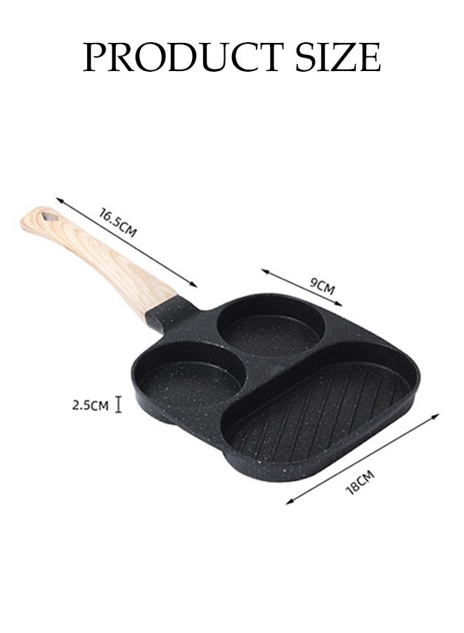 DUNISO مقلاة بيض بسعة 4 أكواب مع مقبض باكليت، مقلاة أومليت غير لاصقة، مقلاة إفطار متعددة الاستخدامات للبيض، الفطائر، بليت والكريب، طباخ مناسب لأدوات المطبخ للاستخدام الداخلي والخارجي أثناء التخييم (أسود) - Image 2