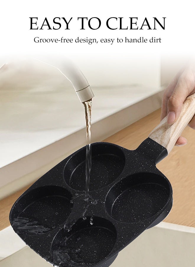 DUNISO مقلاة بيض بسعة 4 أكواب مع مقبض باكليت، مقلاة أومليت غير لاصقة، مقلاة إفطار متعددة الاستخدامات للبيض، الفطائر، بليت والكريب، طباخ مناسب لأدوات المطبخ للاستخدام الداخلي والخارجي أثناء التخييم (أسود) - Image 5