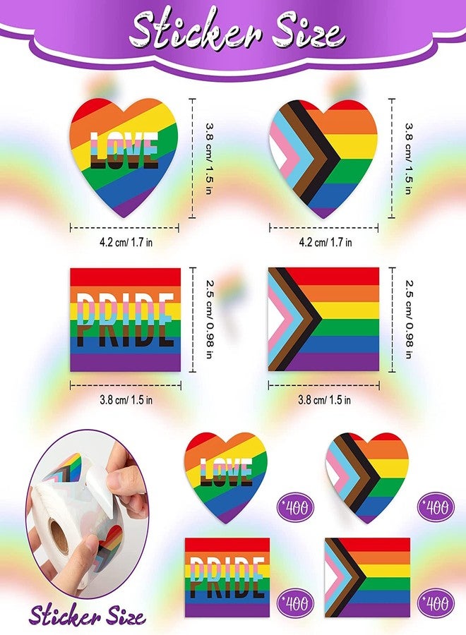 BeYumi 1600Pcs LGBTQ Pride Heart Stickers LGBT Rainbow Flag Stickers Self Adhesive Gay Pride Decal Waterproof Stickers for Transgender Lesbian Bi Nonbinary Pride Parades Events Decoration Accessories - Image 2