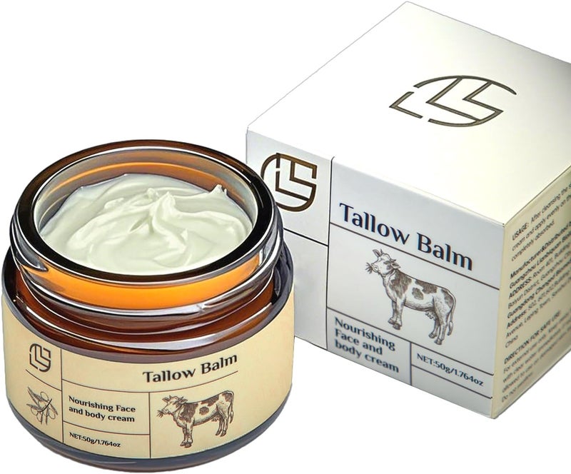 Tallow Cream Beef Tallow for Skin Beef Tallow and Honey Balm Natural Tallow Skin Care Cream Body Butter Nourish and Soothe Dry Skin Deep Hydration Organic Body Butter 60g