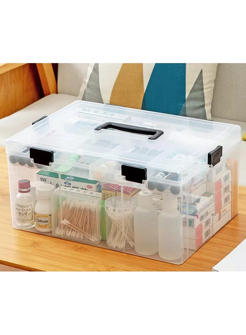 Eworld Large Plastic Storage Box – Multi-Compartment Organizer for Medicine, Toys, and Tools, Portable & Child-Proof Travel Kit with Handle - Image 3
