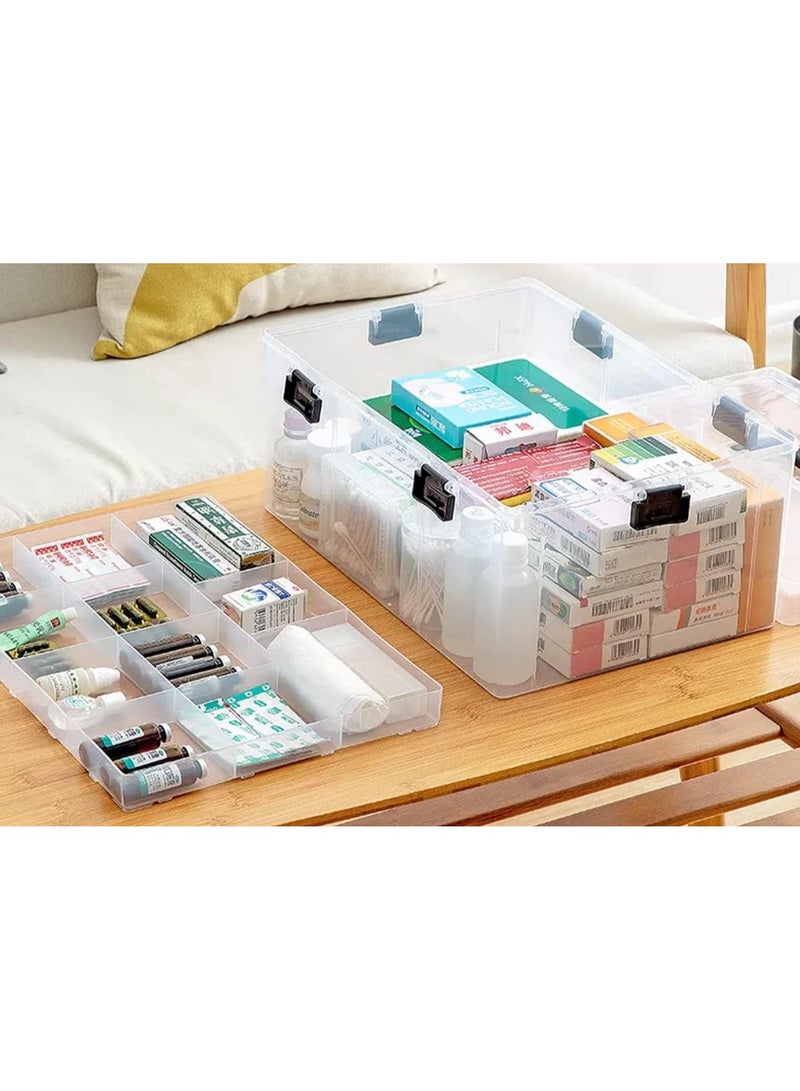Eworld Large Plastic Storage Box – Multi-Compartment Organizer for Medicine, Toys, and Tools, Portable & Child-Proof Travel Kit with Handle - Image 2