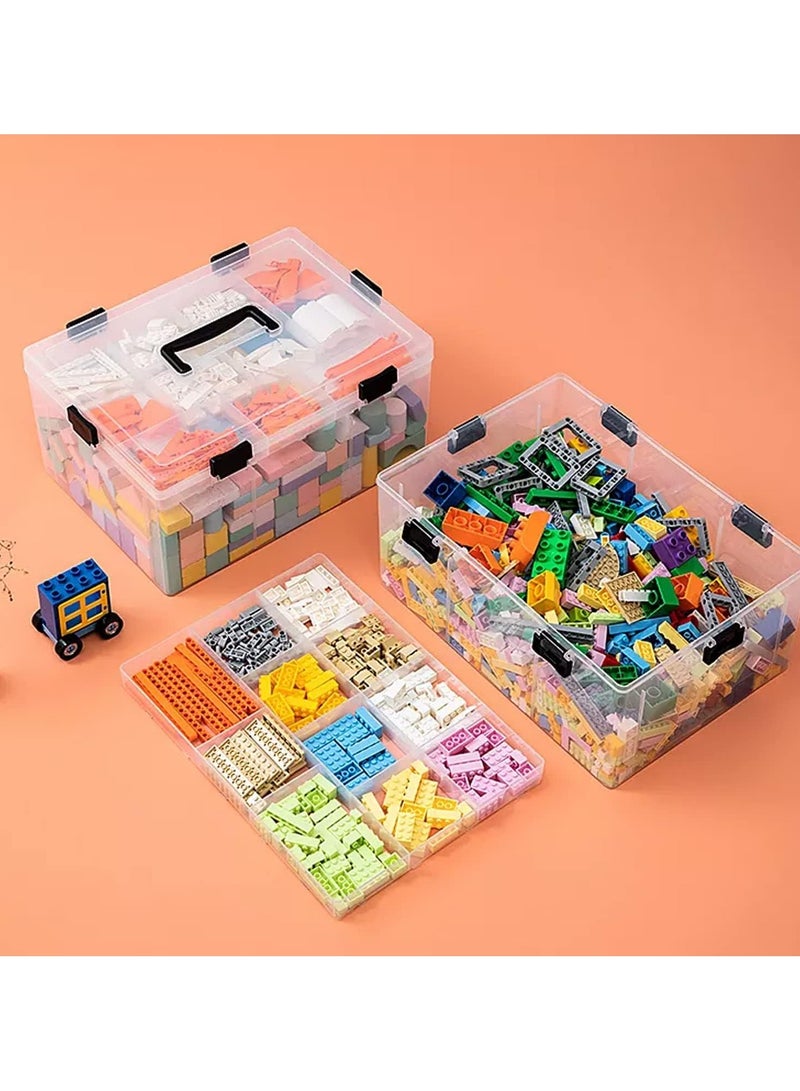 Eworld Large Plastic Storage Box – Multi-Compartment Organizer for Medicine, Toys, and Tools, Portable & Child-Proof Travel Kit with Handle - Image 4