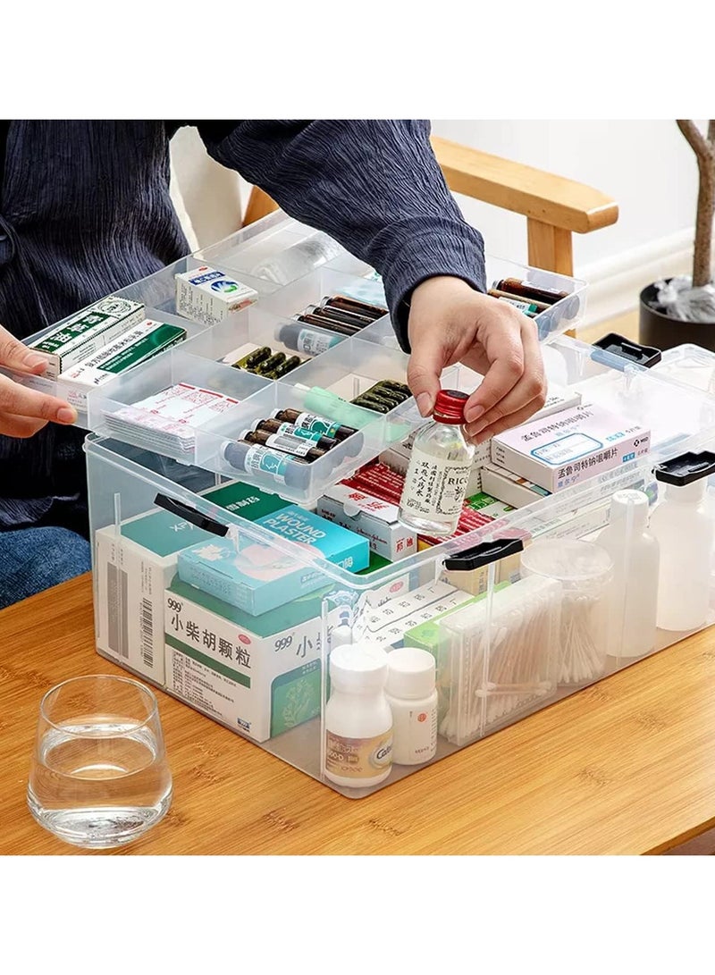 Eworld Large Plastic Storage Box – Multi-Compartment Organizer for Medicine, Toys, and Tools, Portable & Child-Proof Travel Kit with Handle - Image 5