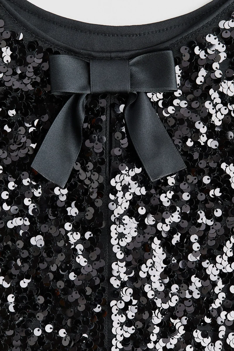 H&M Bow-detail sequined dress