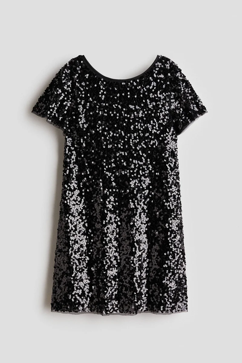 H&M Bow-detail sequined dress