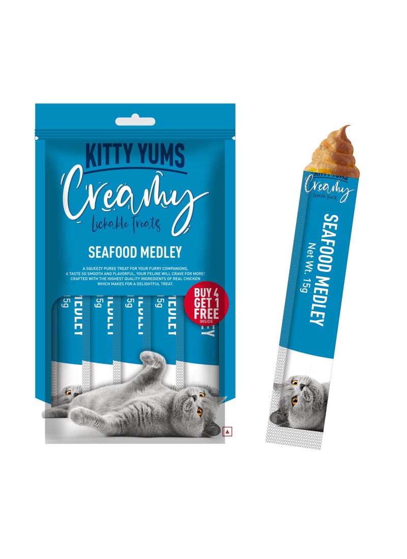 Kitty Yums علاجات القطط الكريمية القابلة للتذوق - مزيج المأكولات البحرية - Image 3
