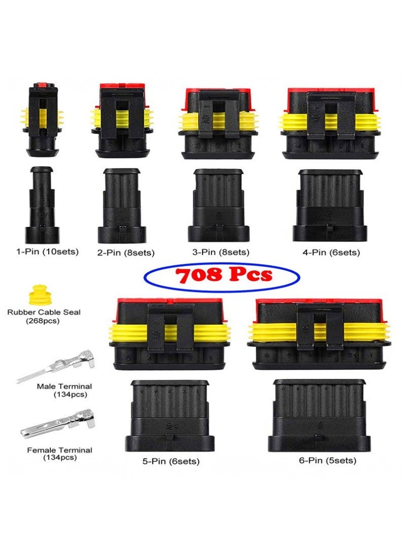 kashemano 708PC Waterproof Electrical Connectors Set for Automotive Motorcycle Marine - Image 2