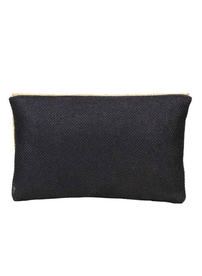 Dollar's Fashion Jute Clutch for Women JF322, Eco Friendly Handbag, Stylish Evening Party Purse, Mini Bag for Wedding, Beach, Casual and Formal Use, Lightweight with Secure Closure (Black) - Image 4