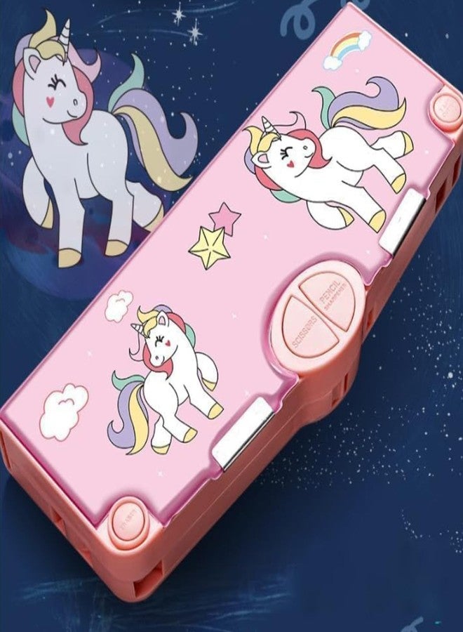 DEOXY Plastic Multifunctional Pencil Box for Boys,Unicorn,Kids for Boys & Girls,Magnetic Box for,Pop Up(KBX-7068B) - Image 3