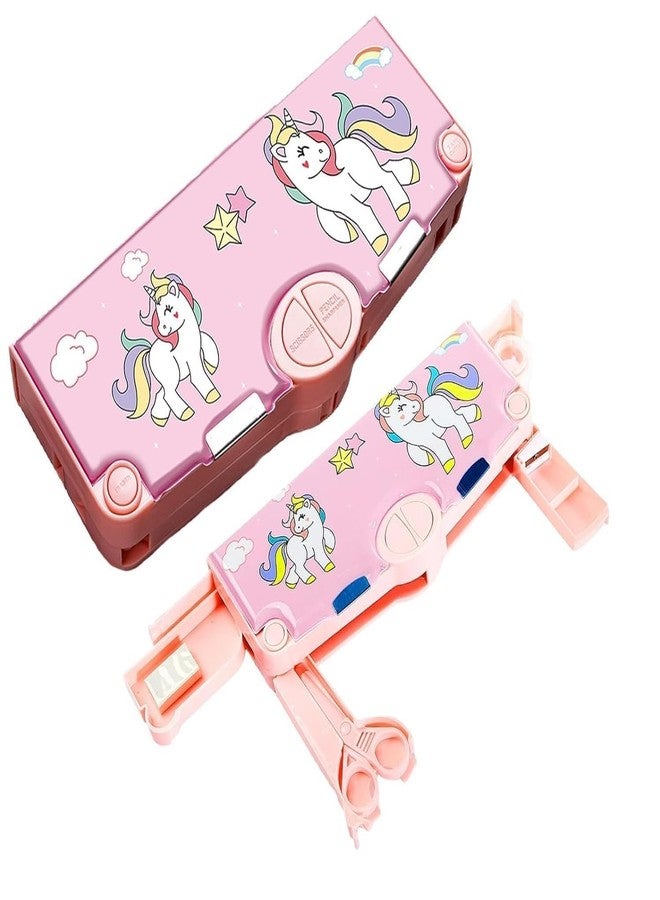 DEOXY Plastic Multifunctional Pencil Box for Boys,Unicorn,Kids for Boys & Girls,Magnetic Box for,Pop Up(KBX-7068B) - Image 1