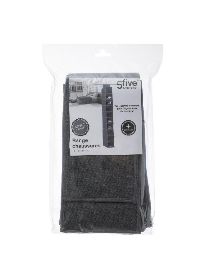 Five Simply Smart 10-Compartment Hanging Shoe Storage Rack Dark Grey 120 x 30 x 15 cm 138888C - Image 2