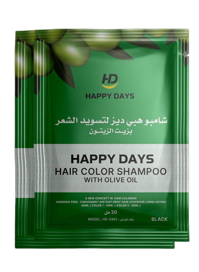 HAPPY DAYS 2 PCS HAPPY DAYS HAIR COLOR SHAMPOO WITH OLIVE IOL