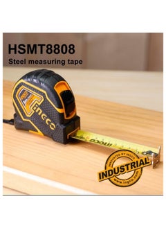 INGCO HSMT8808 Industrial Steel Measuring Tape Nylon, Length & width: 8m x 25mm, Double side printing, With metric and inch, Double hook of blade, Stronger clip, unique design  - Image 2