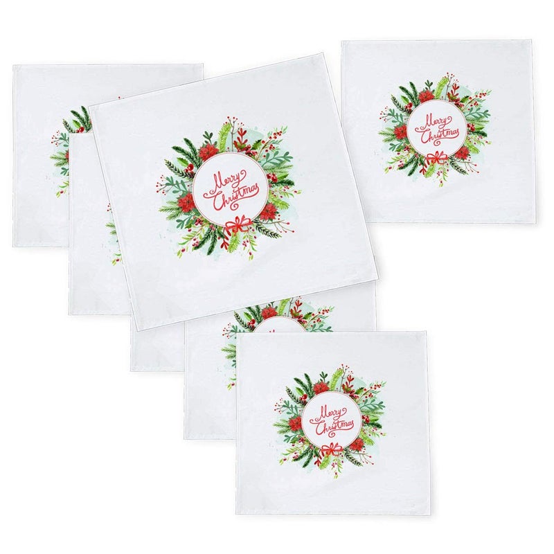 Khakee 6 Pcs Christmas Theme Tafta Silk Table Napkins 10x 10 for Xmas Decoration Christmas OrnamentsChristmas Gift npxmas178P - Image 1