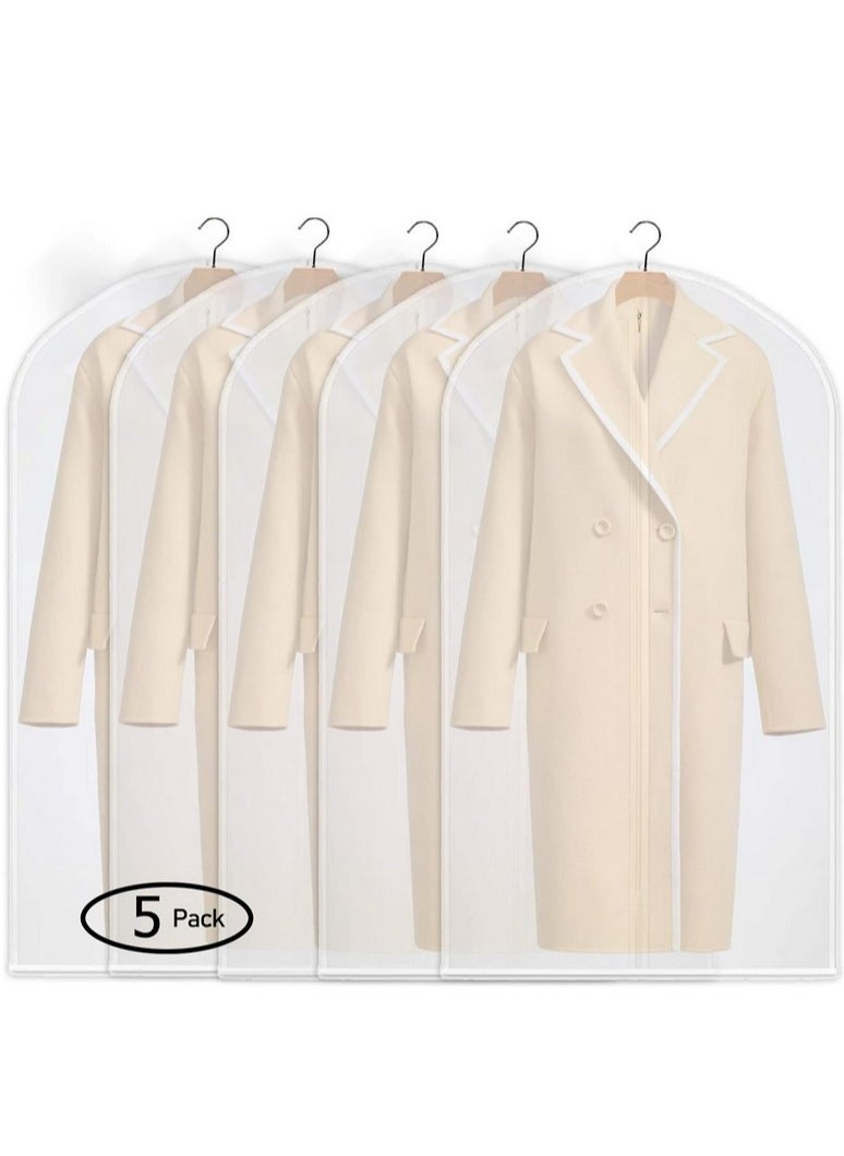Generic - Hanging Clothes Covers Garment Bags - Clear Garment Bag, Plastic Dust proof Suit Case, Dress Protector Zippered Garment Covers for Closet Storage and Travel (5 Pack) - Image 1