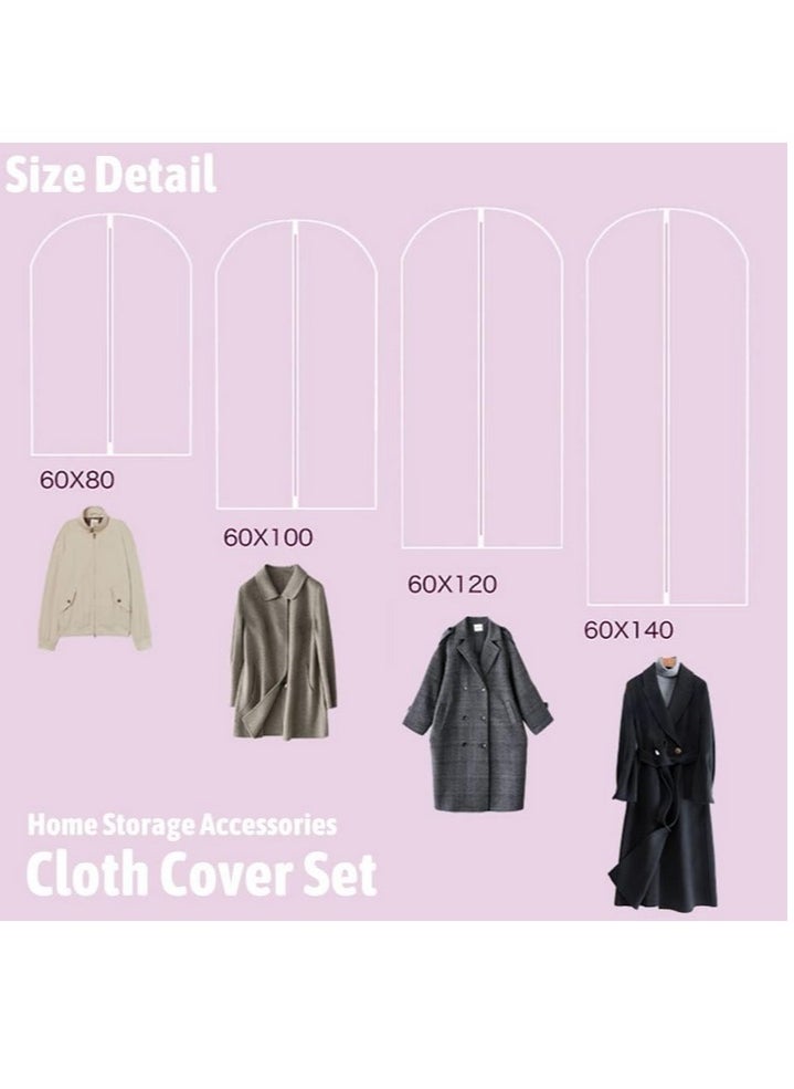 Generic - Hanging Clothes Covers Garment Bags - Clear Garment Bag, Plastic Dust proof Suit Case, Dress Protector Zippered Garment Covers for Closet Storage and Travel (5 Pack) - Image 1