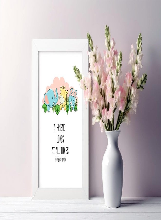 Elben Creatives - A friend loves at all times - Proverbs 17:17 Children Bible Verses Frames/Christian Gift for Children - Image 4
