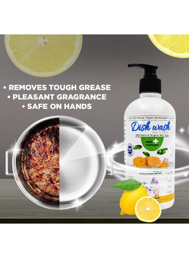 BioNatura Organic Dish Soap 500ml – Lemon Scent | Natural Olive & Coconut Oil Formula | Plant-Based, Eco-Friendly Dishwashing Liquid for Powerful Grease Removal - Image 2