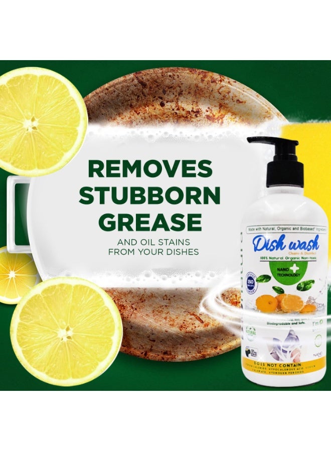 BioNatura Organic Dish Soap 500ml – Lemon Scent | Natural Olive & Coconut Oil Formula | Plant-Based, Eco-Friendly Dishwashing Liquid for Powerful Grease Removal - Image 4